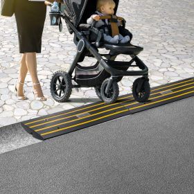 Curb Ramp, 3 Pack Rubber Driveway Ramps, Heavy Duty 33069 Lbs Weight Capacity Threshold Ramp, 2.6-inch High Curbside Bridge Ramps For Loading Doc (Option: Black)