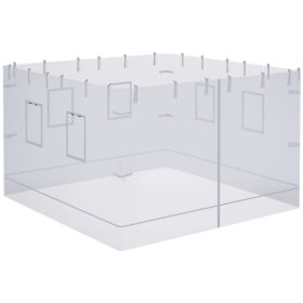Pop up Canopy Walls, Universal Replacement Netting, Set of 4 Mesh Screen Sidewalls, Patio Netting with 6 Service Windows and 1 Door for 10' x 10 (Option: White-360x270x140 mm)