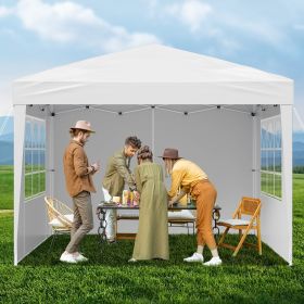 Pop Up Canopy 10 X 10 FT Pop Up Gazebo Tent With 3 Sidewalls & 2 Windows (Option: White)