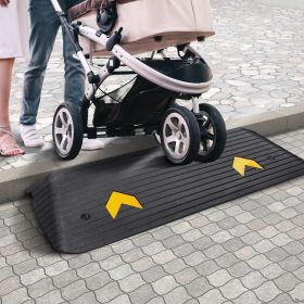 Rubber Threshold Ramp, 2' Rise Threshold Ramp Doorway, Recycled Rubber Power Threshold Ramp Rated 33069 Lbs Load Capacity, Non-Slip Surface Rubbe (Option: Black)
