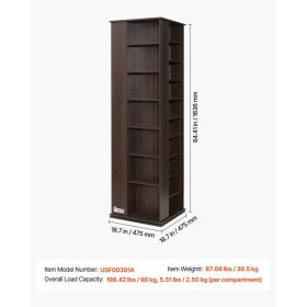 Media Storage Cabinet, CD Rack Tower, 34 Compartments Rotating Media Tower Rack For CDs, DVDs, Books And Game Discs, DVD Stand For Living Room, H (Option: Black)