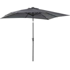 9' x 7' Solar Umbrella, LED Lighted Patio Umbrella for Table or Base with Tilt & Crank, Outdoor Umbrella for Garden, Deck, Backyard, Pool, Beach (Option: Dark Gray-1840x155x160 mm)