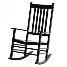 Wooden Outdoor Rocking Chair with Armrests, High Back for Garden, Patio, Balcony, Porch, Black (Option: Black-1200x600x90 mm)