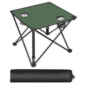 1Pc 2Pc Options Foldable Camping Table Portable Picnic Table Lightweight Travel Desk With 2 Cup Holders Carrying Bag Color Options Black Orange G (Option: 1 Set-Green)