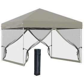 10' x 10' Pop Up Canopy Tent, Tents for Parties with Wheeled Carry Bag, Screen House Room, Height Adjustable Portable Gazebo, for Outdoor, Garde (Option: Beige-1195x265x230 mm)