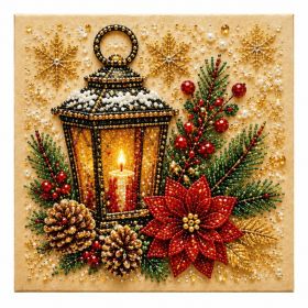 Christmas Warm-Light Decorative Art with Pearls and Rhinestones, Festival Supplies for Holiday Party (Option: Default)
