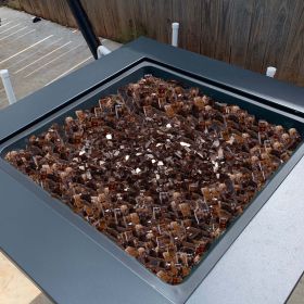 10 LBS Fire Glass 1/2-Inch Fireplace Glass Rocks For Fire Pit Table Copper (Option: Brown)