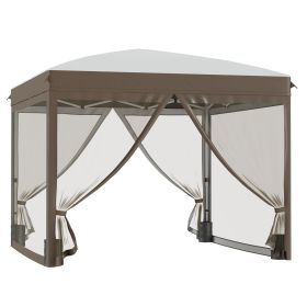 10' x 10' Pop Up Canopy Tent with Netting, Instant Sun Shelter, Tents for Parties, Height Adjustable, with Wheeled Carry Bag and 4 Sand Bags for (Option: Cream White-1190x220x250 mm)