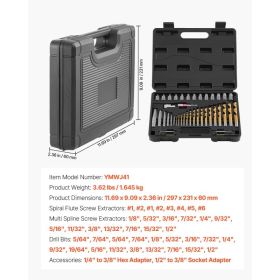 Screw Extractor Set With Drill Bits, 41 Pieces, Easy Out Bolt Extractors And Drill Bits, With Adapters, Solid Storage Case, Cr-Mo Steel For Remov (Option: Black)