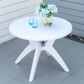 Patio Dining Table with Umbrella Hole Round Outdoor Bistro Table for Garden Lawn Backyard (Option: White-945x130x945 mm)