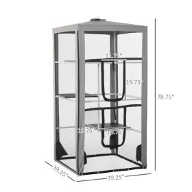 Cat House Kitten Enclosure Mesh Playpen Steel Frame With 3 Platforms, 2 Doors And 4 Sandbags For Stability, IndoorOutdoor (Option: Grey White and Black)