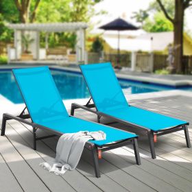 Chaise Lounge Chair Outdoor Patio Lounge Chair Adjustable 5-Position 2 Pcs (Option: Grey)