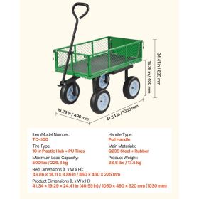 Garden Cart With Seat, 500 LBS, Rolling Steel Garden Work Seat With Wheels, Heavy Duty Gardening Stool, With Tool Tray & Adjustable Handle, Outdo (Option: Black)