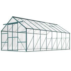Aluminum Greenhouse Polycarbonate Walk-in Garden Greenhouse Kit With Adjustable Roof Vent, Rain Gutter And Sliding Door For Winter, Clear (Option: Green Clear)