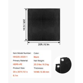 20 X 20 Ft Pond Liner, 14 Mil Thickness, 3-Layer Reinforced PE Fish Koi Pond Liner For Outdoor Ponds, With Hemmed Edge And 4 Metal Buttonholes, F (Option: Black)