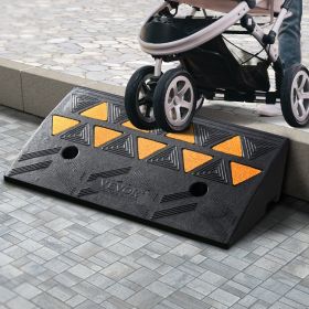 Rubber Curb Ramp 4.25' Rise Height Sidewalk Curb Ramp, 11.8' Width 19.7' Length Driveway Ramp For Curb, 15T Heavy Duty Rubber Ramp For Forklifts, (Option: Black)