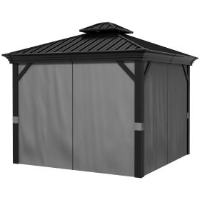 10' x 10' Hardtop Gazebo, Pavilion Gazebo with Curtains, Nettings, Aluminum Frame, Hooks, for Garden, Patio, Light Gray (Option: Light Gray-2115x310x280 mm)