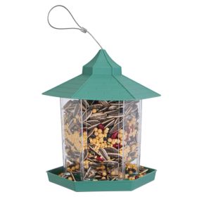 1Pc Hanging Gazebo Wild Bird Feeder Outdoor Bird Seed Station With Large Capacity 6 Feeder Interface For Garden Patio Park Weatherproof Easy To R (Option: Green)