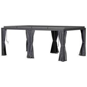 12' x 19' Aluminum Pergola with Adjustable Louvered, Outdoor Pergola with Curtains and Netting, Dark Gray (Option: Dark Gray-2330x270x340 mm)