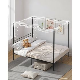Full Size Canopy Bed Frame, Metal Canopy Bed With Four Posters Design, Heavy Duty Steel Slats Support, Underbed Storage Space, No Box Spring Need (Option: Default)