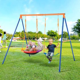 Swing Sets For Backyard 1 Saucer 1 Belt Swing Seat A-Frame Metal Stand (Option: Orange)
