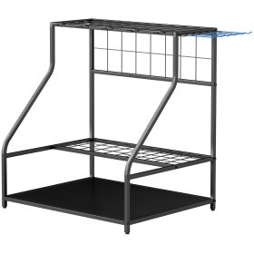 3-Tier Yard Tool Storage Rack, Garden Tool Organizer with Hooks for Long-Handled, Broom, Shovel, Blue (Option: Blue-810x610x130 mm)