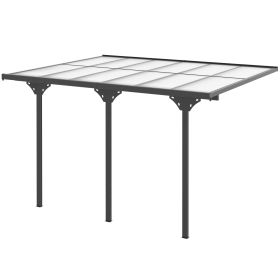 12' x 10' Outdoor Polycarbonate Pergola, Transparent UV Blocking Awning, Hardtop Deck Gazebo, Aluminum, Gray (Option: Gray-2230x260x220 mm)
