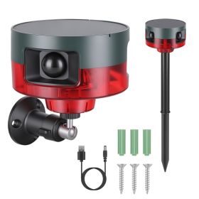 Solar Motion Sensor Alarm Outdoor 129dB With 13 Sounds & Custom Recording, PIR Motion Detector With Flashing LED Light, Solar & USB Rechargeable (Option: Black and red)