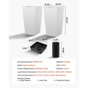 Tall Planters Set Of 2, 30 Inch Large Outdoor Taper Planters For Outdoor Indoor Plants, Front Porch Plastic Modern Flower Pots With Casters, Inne (Option: Black)