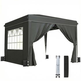 10 x 10 ft Pop Up Canopy Tent with Sidewalls, UPF50+ Outdoor Portable Instant Canopy Shelter with Carry Bag, Black (Option: Black-1190x250x245 mm)