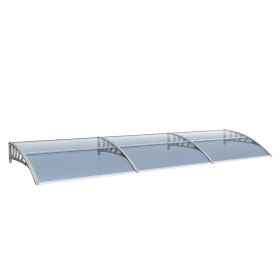 Awning for Door Entrance Window, 38x120 Inch Window Canopy Exterior, UV Rain Snow Protection for House Porch Patio Deck, Gray Bracket & Gray Blue (Option: 43121869)
