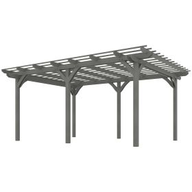 12' x 16' Outdoor Pergola, Wood Gazebo Grape Trellis with Stable Structure for Climbing Plant Support, Gray (Option: Gray-2260x245x240 mm)