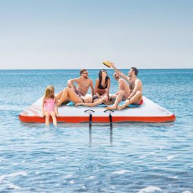 Inflatable Floating Dock, 10 X 10FT Inflatable Dock Platform, Non-Slip Water Floating Dock Mat With Portable Carrying Bag & Detachable Ladder, Fl (Option: Multicolor)