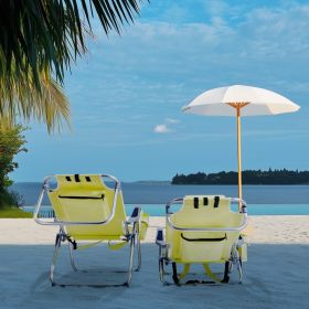 Same Code- 34944184   63x 65 X 82 Cm Short Oxford Cloth Silver White Aluminum Tube Bearing 1 00kg Beach Chair Yellow (Option: Default)