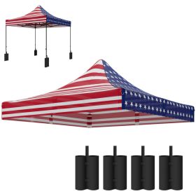 10' x 10' Replacement Canopy Top for Pop Up Canopy Tent with 4 Sand Bags, UPF50+ Protection, American Flag (Option: American Flag-380x280x100 mm)