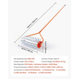 Lake Weed Roller, 12 Ft Lake & Pond Weed Removal Tool, Muck Razer Aquatic & Sludge Tiller, Rid Roots And Muck Buildup, 9 Preassembled Galvanized (Option: Black)