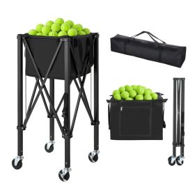 Tennis Ball Hopper, Holds 120 Tennis Balls, Foldable Pickleball Basket Cart With Wheels For Easy Pick Up, Lightweight Aluminum Alloy, Portable Pi (Option: Default)