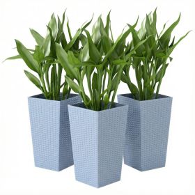 Tall Planters for Outdoor Plants Set of 3, 24 In Taper Planters with Drainage Holes, Rattan Decor Plant Pots, Light Gray (Option: Light Gray-385x385x835 mm)