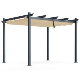 10 x 12 Feet Outdoor Aluminum Retractable Pergola Canopy Shelter Grape Trellis (Color: beige, Select: 12 x 10 x 8 Feet)