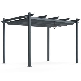 10 x 12 Feet Outdoor Aluminum Retractable Pergola Canopy Shelter Grape Trellis (Color: Gray, Select: 12 x 10 x 8 Feet)