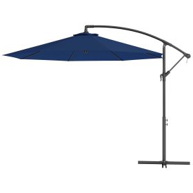 10' Cantilever Tilt Offset Patio Umbrella w/ UV & Water Safe Material & Cross Base (Weight Not Included), Navy Blue (Option: Navy Blue-1960x280x150 mm)