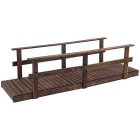 7' Garden Bridge with Pine Wood and Stained Finish for Backyard Ponds Creeks Streams Wood (Option: Carbonized-1160x700x125 mm)