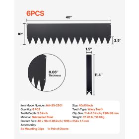 Galvanized Steel Landscape Edging, 6-Pack 40 X 10 Inch Metal Edging For Landscaping With 8 Mounting Clips, Heavy Duty Metal Garden Edge Border Fo (Option: Black)