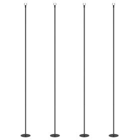 4 Pack of 10' String Light Poles, Steel Hanging Lighting Stand for Patio, Backyard, Deck, Wedding, Party, Black (Option: Black-200x120x870 mm)