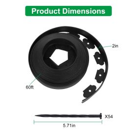 Non-Digging Plastic Garden Edging Kit Plastic Garden Border Edging For Garden Lawn Yard Flower Beds 3 Size Options (Option: 60FT)