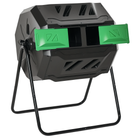 Tumbling Compost Bin Outdoor 360° Dual Chamber Rotating Composter 43 Gallon, Green (Option: Green-575x575x225 mm)