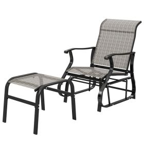 Outdoor Glider with Ottoman, Patio Glider Chair Set with High Back, Wide Seat for Porch, Garden, Backyard, Gray (Option: Gray-735x645x300 mm)