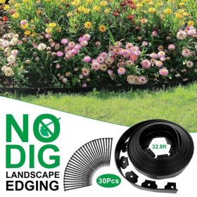 Non-Digging Plastic Garden Edging Kit Plastic Garden Border Edging For Garden Lawn Yard Flower Beds 3 Size Options (Option: 32.8FT)