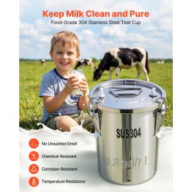 Goat Milking Machine, 1.8 Gal / 7 L Food-Grade Stainless Steel Bucket, 4 Teat Cups For Cows And Goats, With 8000 MAh Rechargeable Battery, Electr (Option: Black)